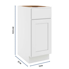 CNC Luxor White 15" W Single Door Vanity Base Cabinet