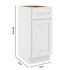 CNC Luxor 5-Piece White 15" W Single Door Vanity Base Cabinet