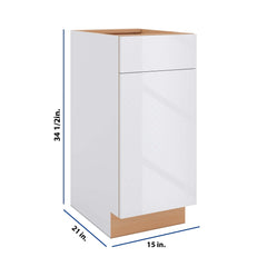 Modernform Cabinet Gloss White 15" W X 34 1/2" H X 21" D Base 1 Door/1 Drawer