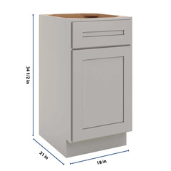CNC Luxor 5-Piece Misty Grey 18" W Single Door Vanity Base Cabinet