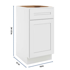 CNC Luxor 5-Piece White 18" W Single Door Vanity Base Cabinet