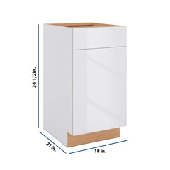 Modernform Cabinet Gloss White 18" W X 34 1/2" H X 21" D Base 1 Door/1 Drawer