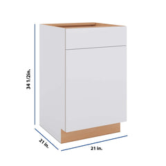 Modernform Cabinet Matte White 21" W X 34 1/2" H X 21" D Base 1 Door/1 Drawer