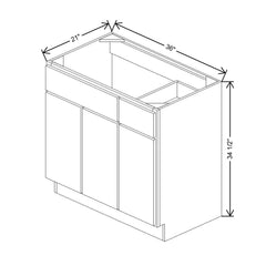 CNC Luxor 5-Piece White 36" W 3 Door Vanity Base Cabinet