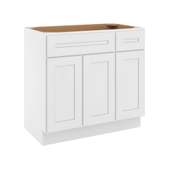 CNC Luxor 5-Piece White 36" W 3 Door Vanity Base Cabinet