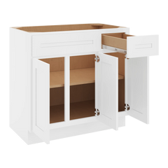 CNC Luxor 5-Piece White 36" W 3 Door Vanity Base Cabinet