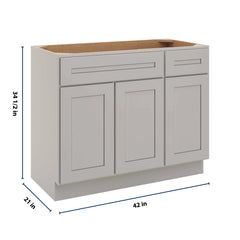 CNC Luxor 5-Piece Misty Grey 42" W 3 Door Vanity Base Cabinet