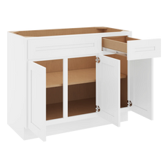 CNC Luxor 5-Piece White 42" W 3 Door Vanity Base Cabinet