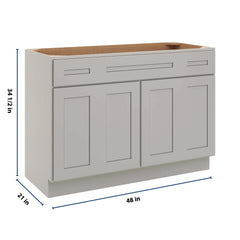 CNC Luxor 5-Piece Misty Grey 48" W Four Door Vanity Base Cabinet