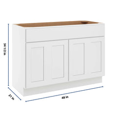 CNC Luxor White 48" W Four Door Vanity Base Cabinet