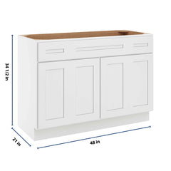 CNC Luxor 5-Piece White 48" W Four Door Vanity Base Cabinet