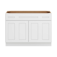CNC Luxor 5-Piece White 48" W Four Door Vanity Base Cabinet
