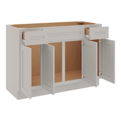 CNC Luxor 5-Piece Misty Grey 48" W Four Door Vanity Base Cabinet