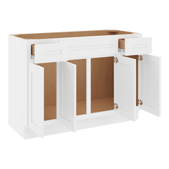 CNC Luxor 5-Piece White 48" W Four Door Vanity Base Cabinet