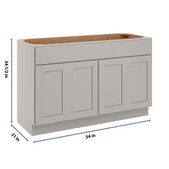 CNC Luxor Misty Grey 54" W Four Door Vanity Base Cabinet