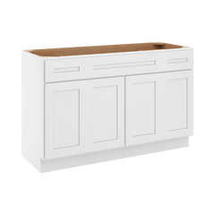 CNC Luxor 5-Piece White 54" W Four Door Vanity Base Cabinet