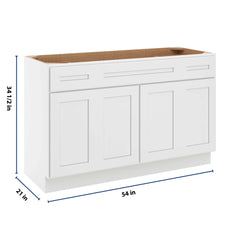 CNC Luxor 5-Piece White 54" W Four Door Vanity Base Cabinet