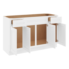 CNC Luxor 5-Piece White 54" W Four Door Vanity Base Cabinet