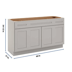 CNC Luxor 5-Piece Misty Grey 60" W Four Door Vanity Base Cabinet