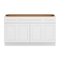 CNC Luxor 5-Piece White 60" W Four Door Vanity Base Cabinet