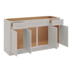 CNC Luxor 5-Piece Misty Grey 60" W Four Door Vanity Base Cabinet