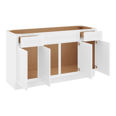 CNC Luxor 5-Piece White 60" W Four Door Vanity Base Cabinet