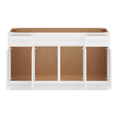 CNC Luxor 5-Piece White 60" W Four Door Vanity Base Cabinet