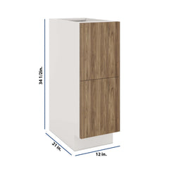 Modernform Cabinet Walnut 12" W X 34 1/2" H X 21" D Vanity Base with 2 Drawers