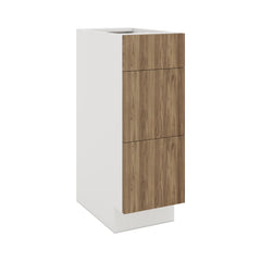 Modernform Cabinet Walnut 12" W X 34 1/2" H X 21" D Vanity Base with 3 Drawers