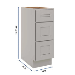 CNC Luxor 5-Piece Misty Grey 12" W Vanity Drawer Base Cabinet - Handicap Accessible