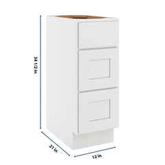 CNC Luxor White 12" W Vanity Drawer Base Cabinet - Handicap Accessible