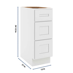CNC Luxor 5-Piece White 12" W Vanity Drawer Base Cabinet - Handicap Accessible