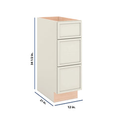 Modernform Cabinet Slim Dove White 12" W X 34 1/2" H X 21" D Vanity Base with 3 Drawers