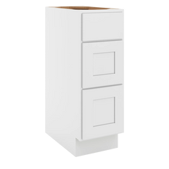 CNC Luxor White 12" W Vanity Drawer Base Cabinet