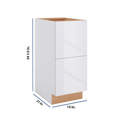 Modernform Cabinet Gloss White 15" W X 34 1/2" H X 21" D Vanity Base with 2 Drawers