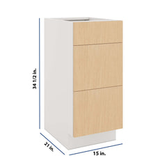 Modernform Cabinet Natural Oak 15" W X 34 1/2" H X 21" D Vanity Base with 3 Drawers