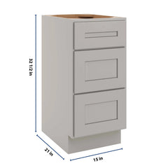 CNC Luxor 5-Piece Misty Grey 15" W Vanity Drawer Base Cabinet - Handicap Accessible