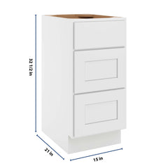CNC Luxor White 15" W Vanity Drawer Base Cabinet - Handicap Accessible