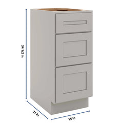 CNC Luxor 5-Piece Misty Grey 15" W Vanity Drawer Base Cabinet