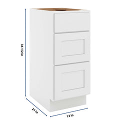 CNC Luxor White 15" W Vanity Drawer Base Cabinet