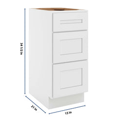 CNC Luxor 5-Piece White 15" W Vanity Drawer Base Cabinet