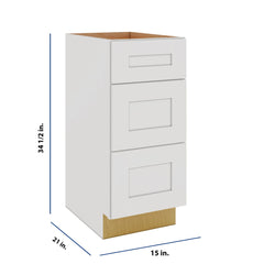 Modernform Cabinet White Shaker 15" W X 34 1/2" H X 21" D Vanity Base with 3 Drawers