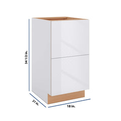 Modernform Cabinet Gloss White 18" W X 34 1/2" H X 21" D Vanity Base with 2 Drawers