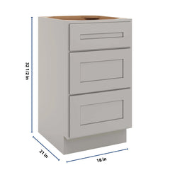 CNC Luxor 5-Piece Misty Grey 18" W Vanity Drawer Base Cabinet - Handicap Accessible