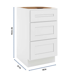 CNC Luxor 5-Piece White 18" W Vanity Drawer Base Cabinet - Handicap Accessible