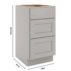 CNC Luxor Misty Grey 18" W Vanity Drawer Base Cabinet