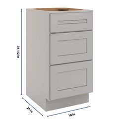 CNC Luxor 5-Piece Misty Grey 18" W Vanity Drawer Base Cabinet