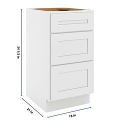 CNC Luxor 5-Piece White 18" W Vanity Drawer Base Cabinet