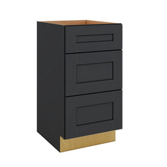 Modernform Cabinet Onyx Black Shaker 18" W X 34 1/2" H X 21" D Vanity Base with 3 Drawers