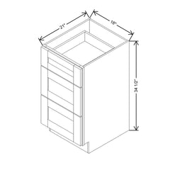 Modernform Cabinet White Shaker 18" W X 34 1/2" H X 21" D Vanity Base with 3 Drawers